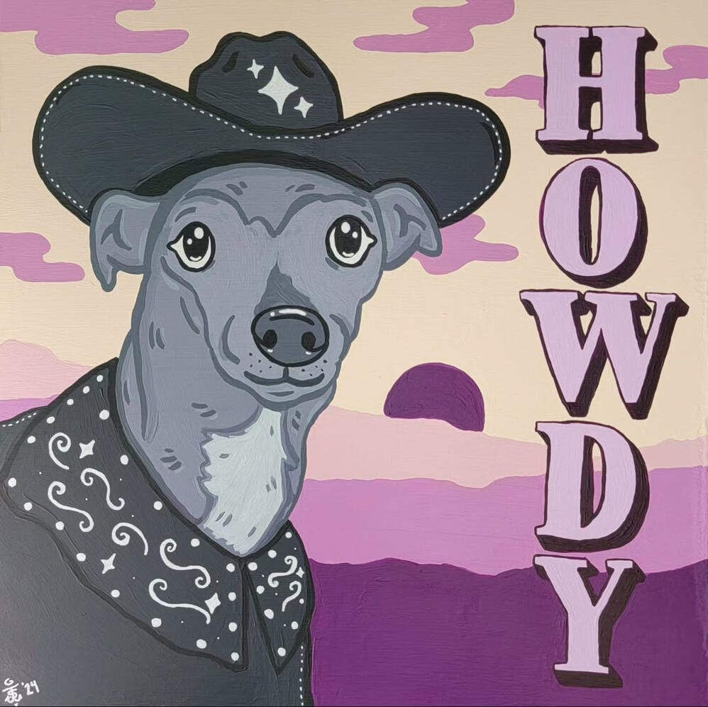 "Howdy" 9×9 acrylic on wood